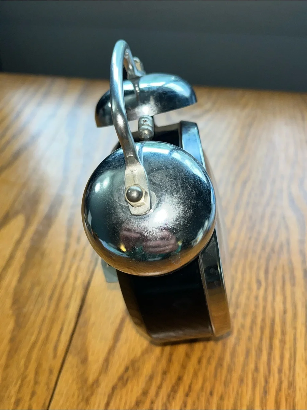 Vintage MCM Ingraham Traveling Alarm Clock Black & Chrome Made in Brazil - 1279